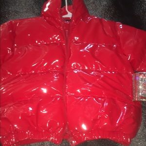 Faux leather puffer not crop